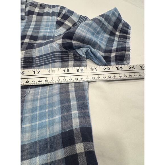 Travis Matthew Men's Plaid Button Up Shirt Size M Blue Short Sleeve Pocket - Picture 7 of 9